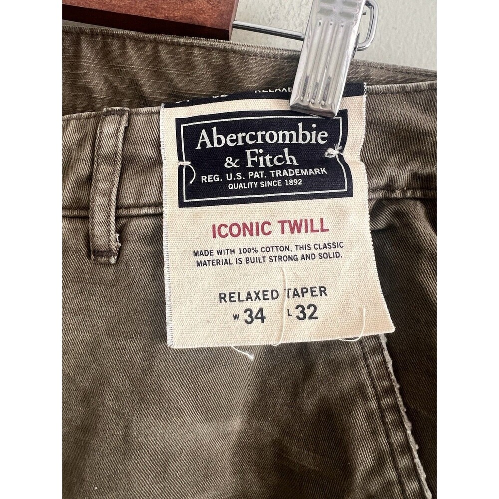 NWT Abercrombie & fitch iconic twill 100%cotton RELAXED taper size 34 - Picture 2 of 9